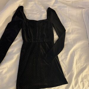 Miami Black Long Sleeve Dress with Dots